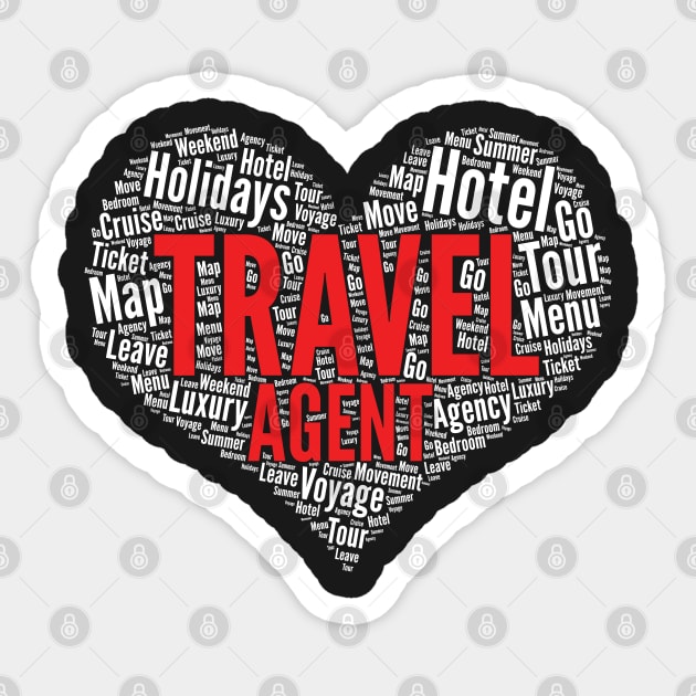 Travel agent Heart Shape Word Cloud Design print Sticker by theodoros20